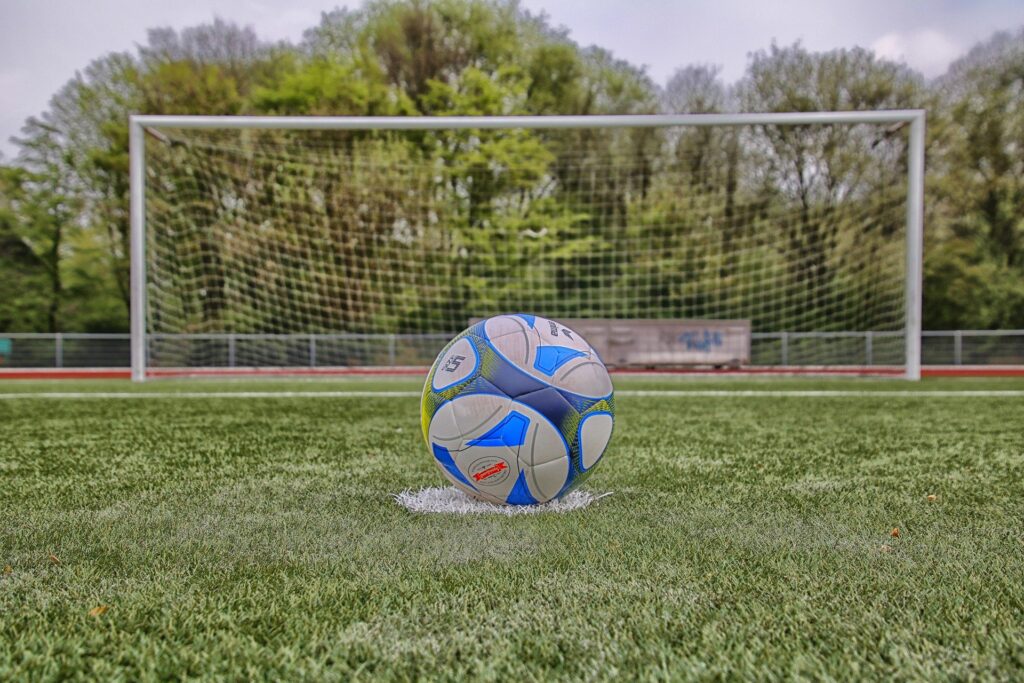 Children’s Soccer Coaching Edmonton - photo of a football on penalty spot